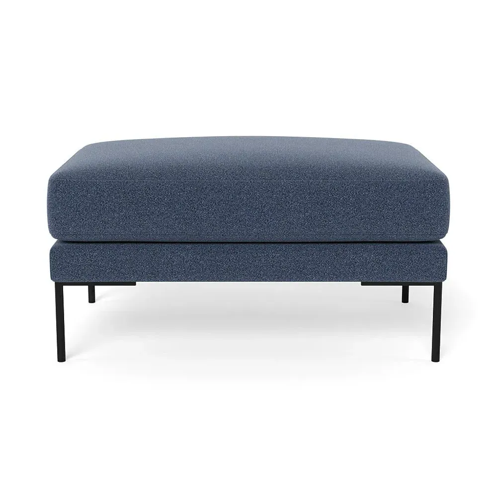 Ottoman with Black Feet - Blue, Boucle