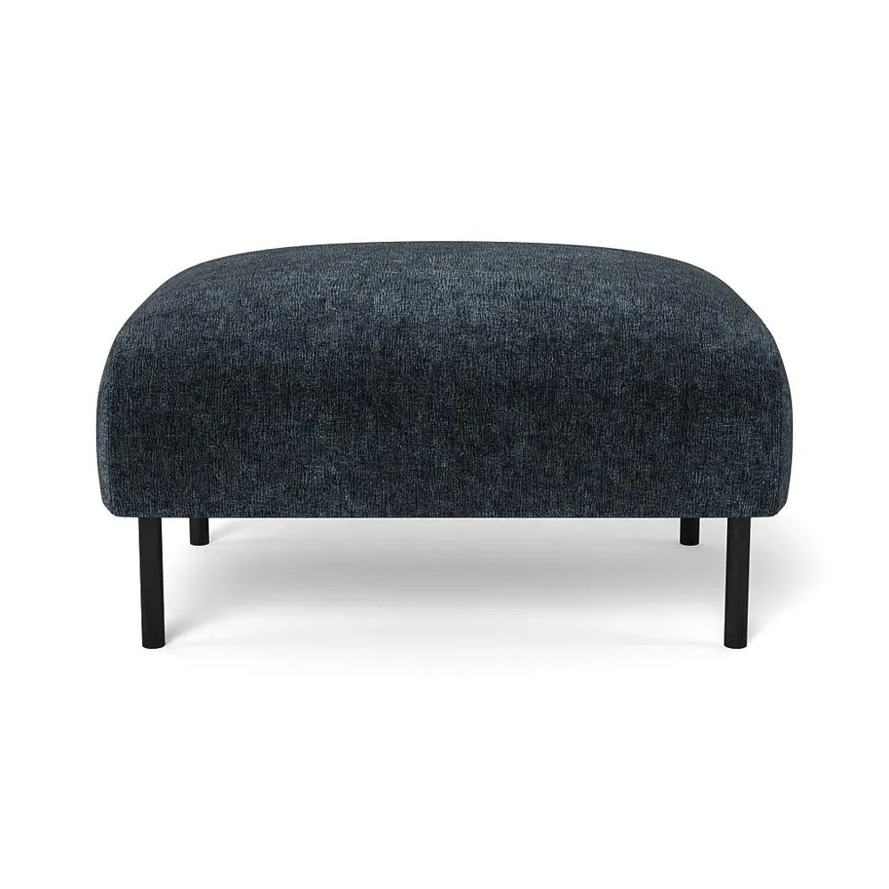 Ottoman with Black Feet - Blue, Boucle Velvet