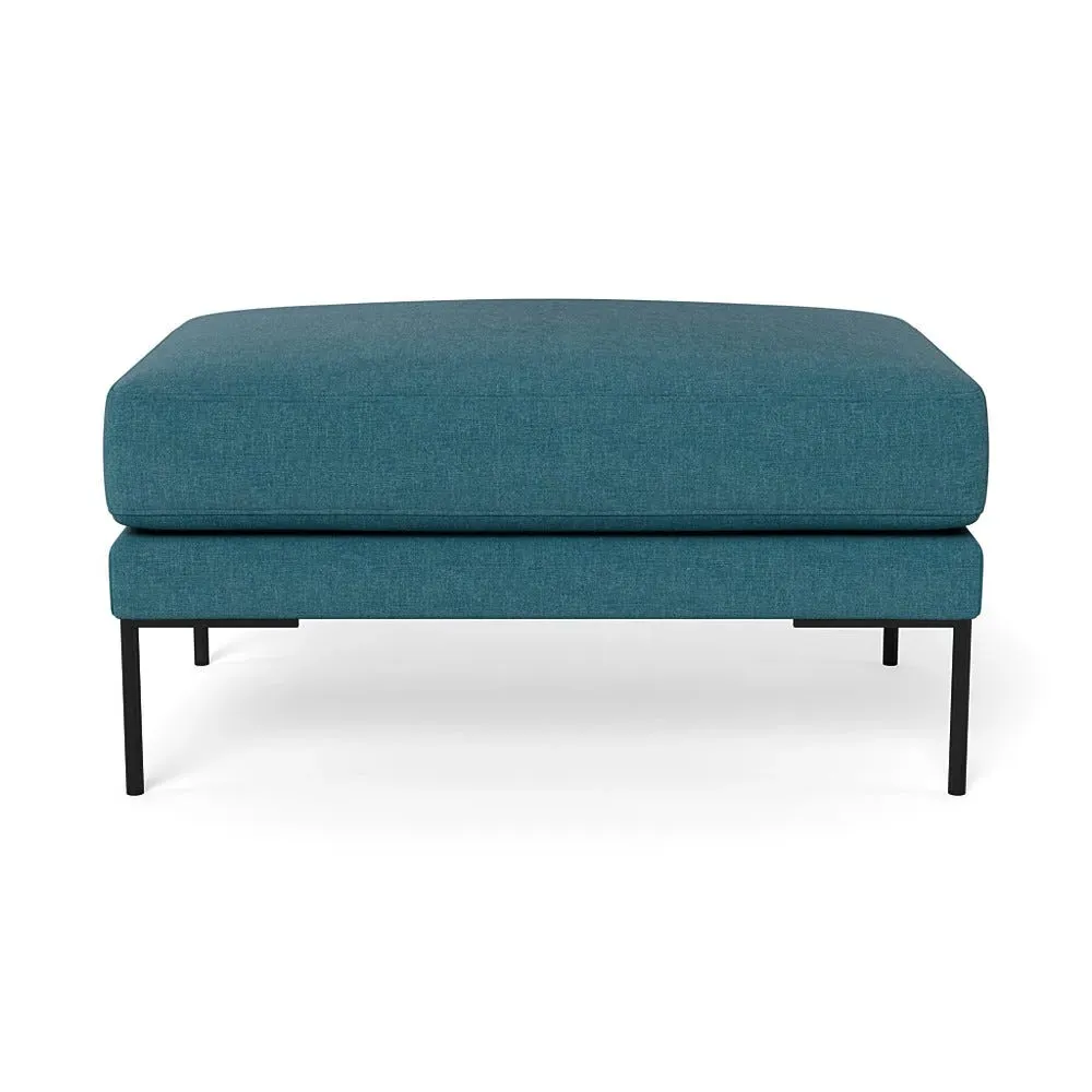 Ottoman with Black Feet - Blue, Cotton image