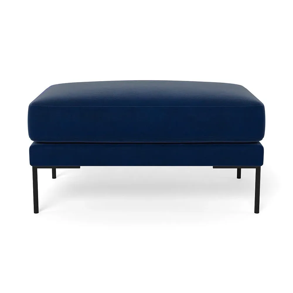 Ottoman with Black Feet - Blue, Velvet