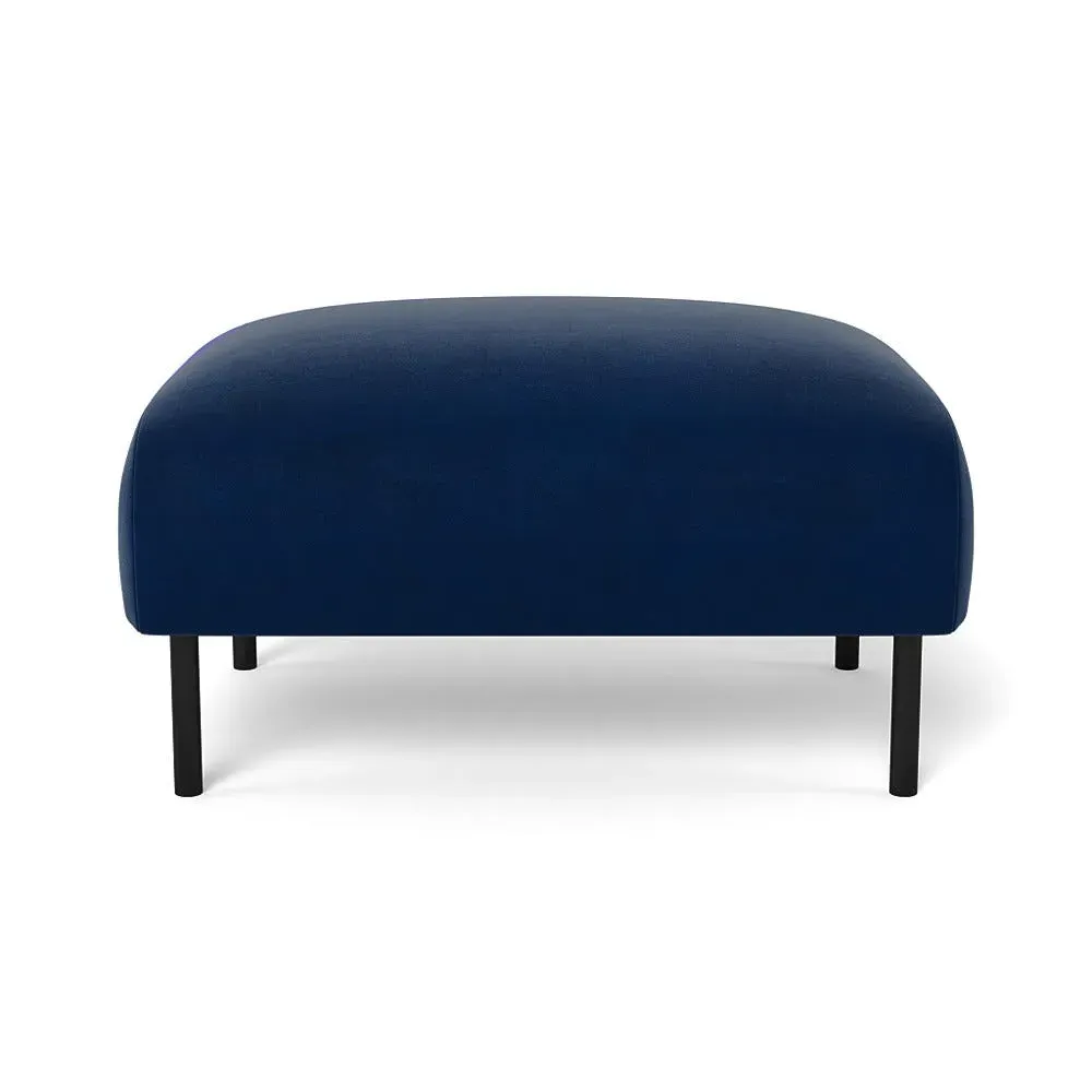 Ottoman with Black Feet - Blue, Velvet