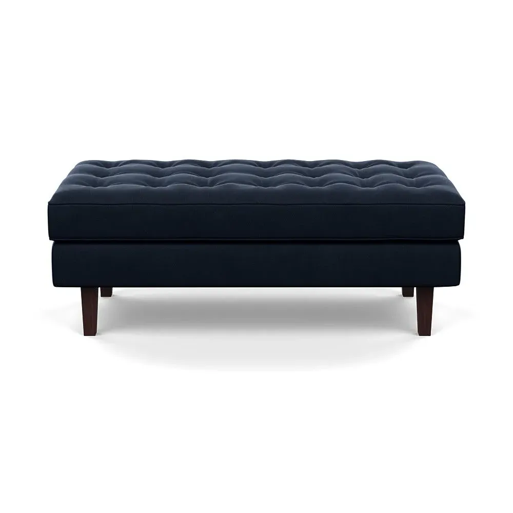 Ottoman with Black Feet - Blue, Velvet image