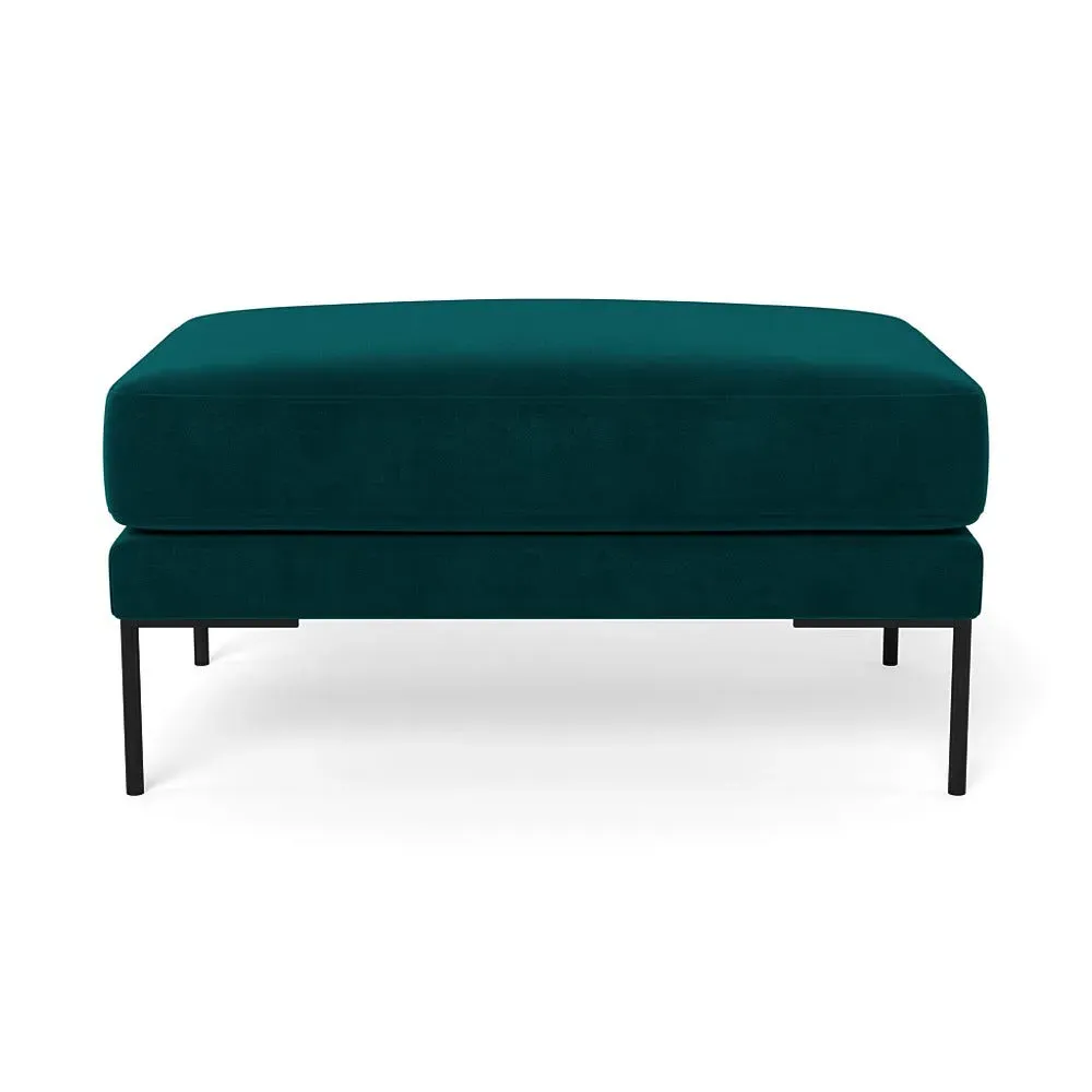 Ottoman with Black Feet - Blue, Velvet