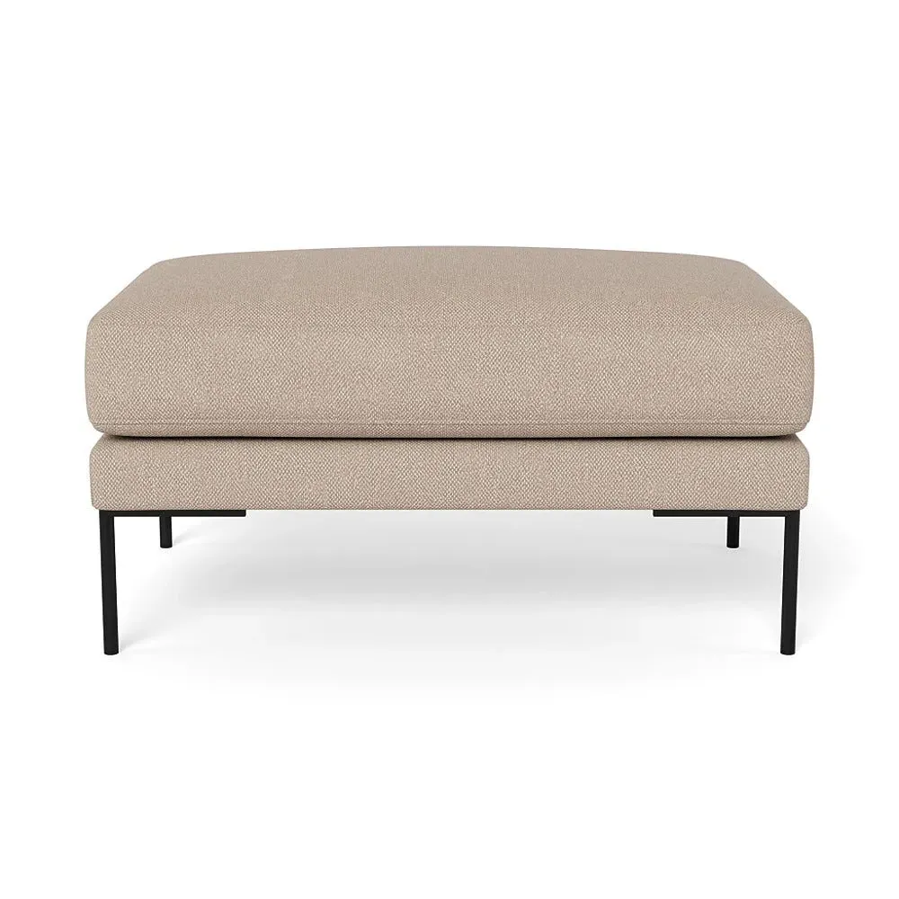 Ottoman with Black Feet - Blue, Velvet