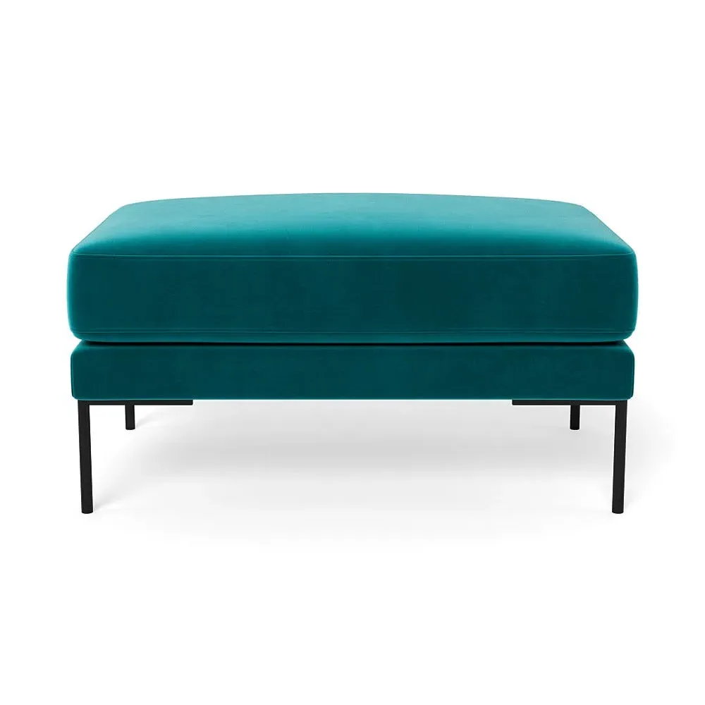 Ottoman with Black Feet - Blue, Velvet