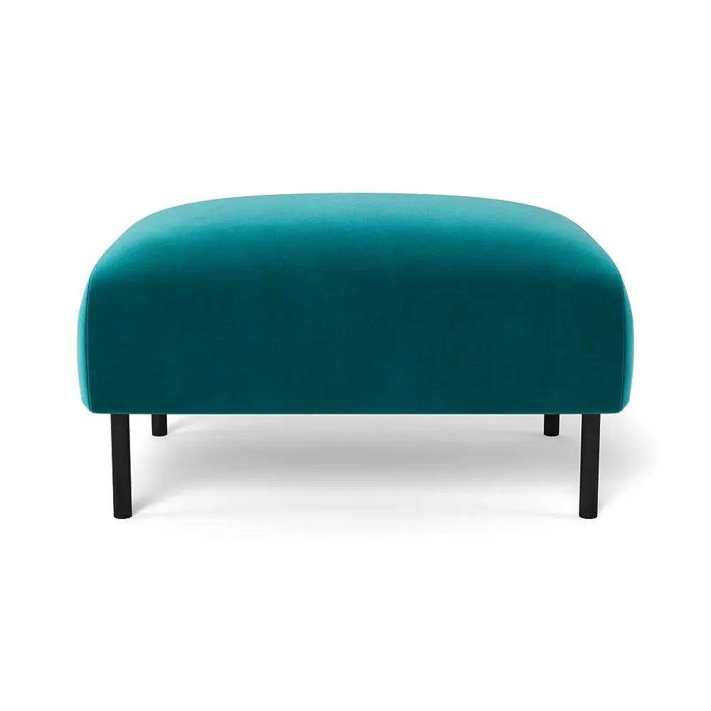 Ottoman with Black Feet - Blue, Velvet