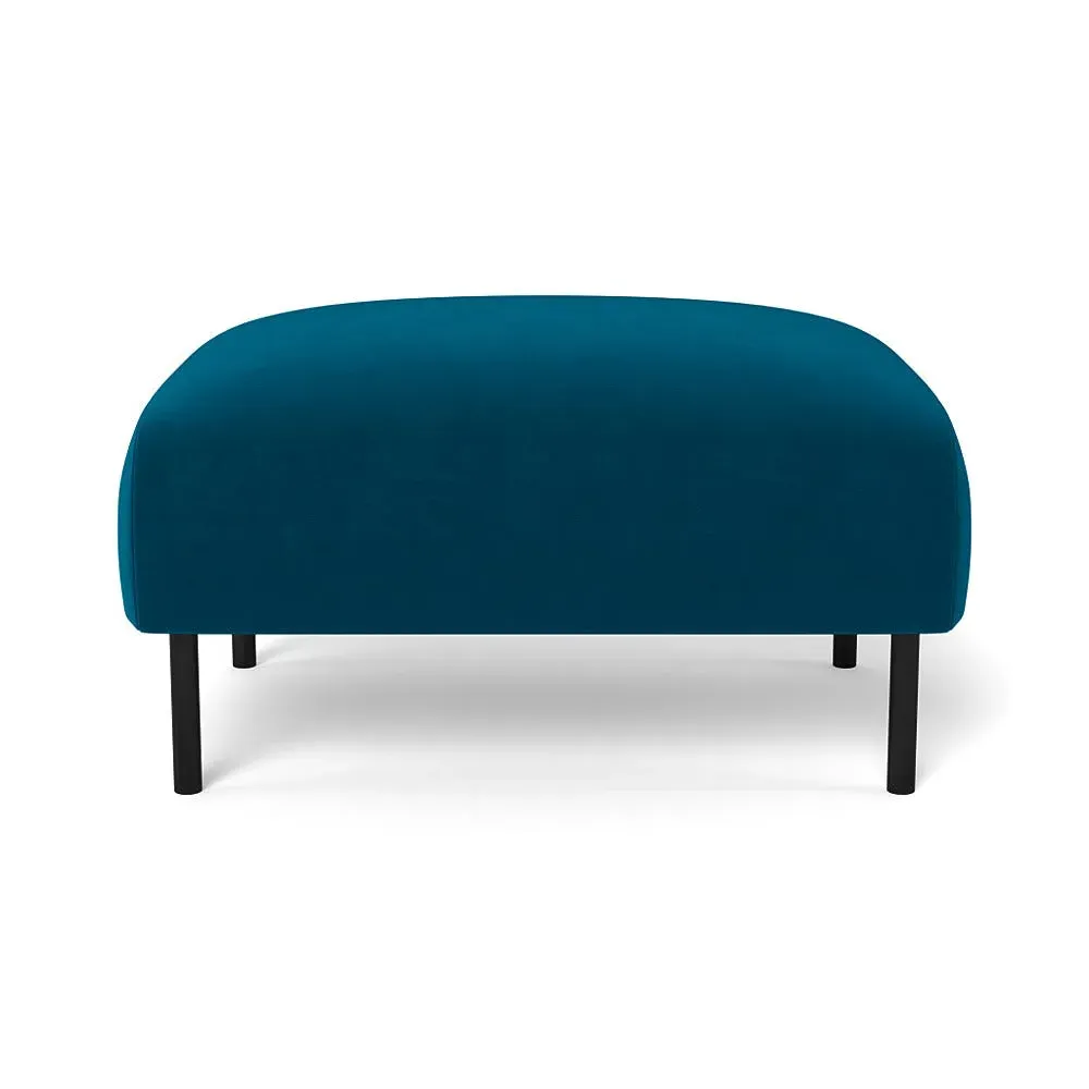 Ottoman with Black Feet - Blue, Velvet