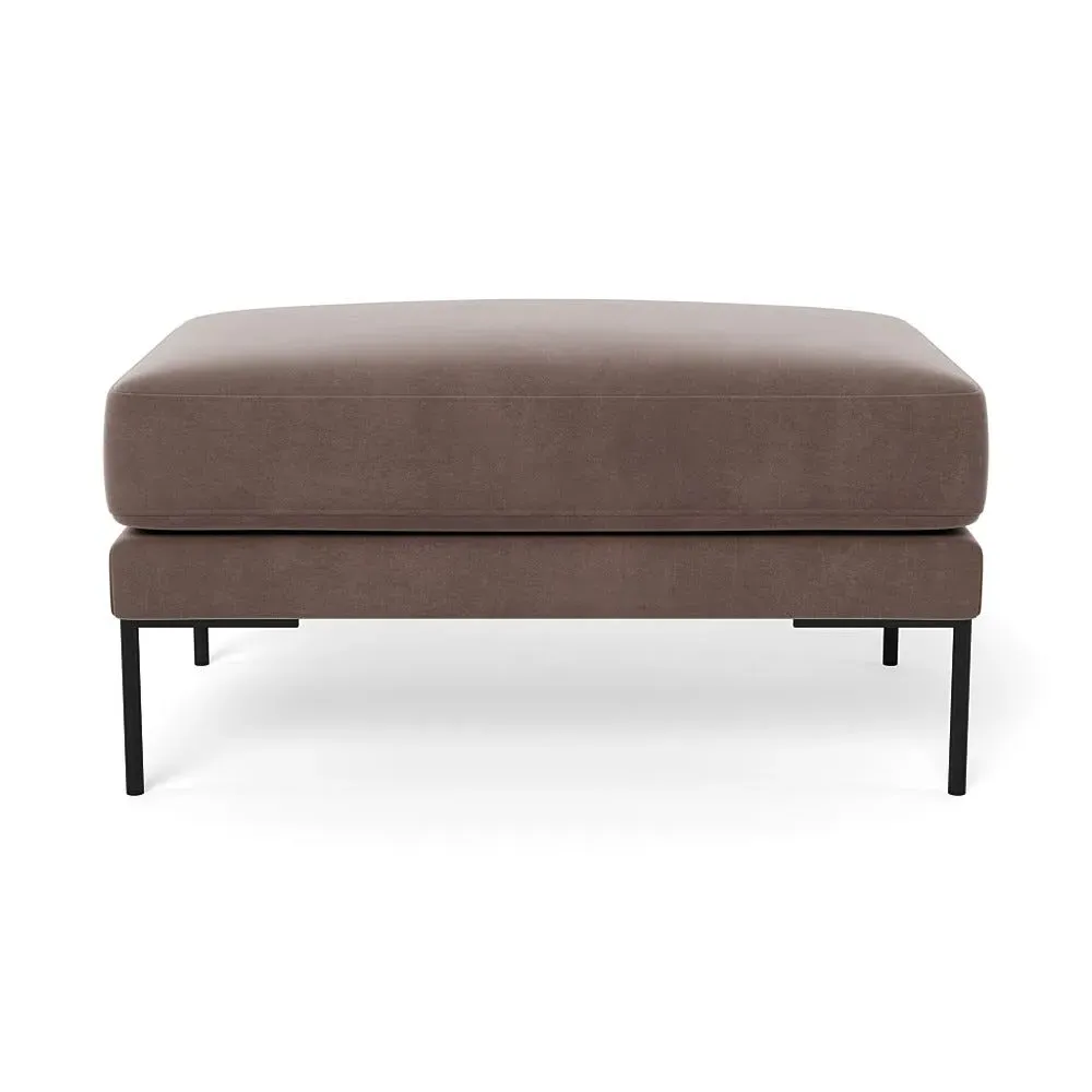 Ottoman with Black Feet - Brown, Velvet