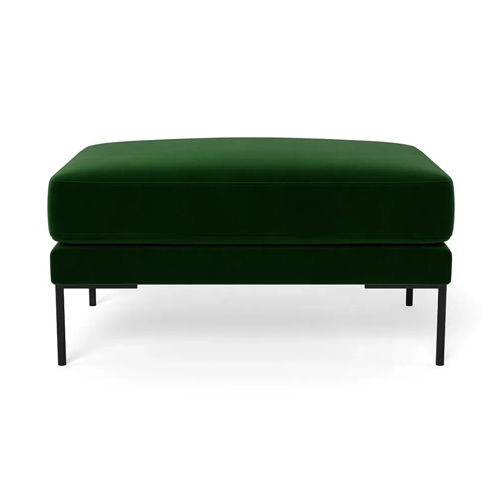 Ottoman with Black Feet - Green, Velvet