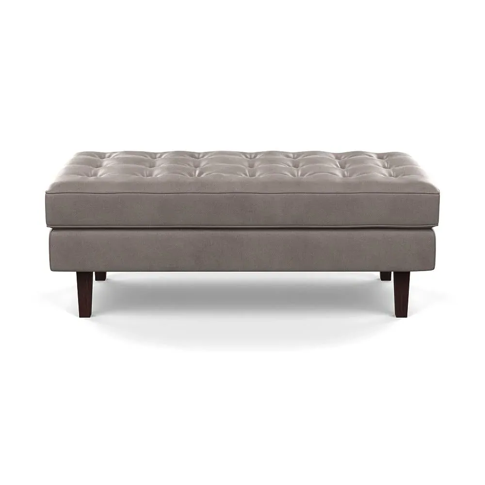Ottoman with Black Feet - Grey, Leather image