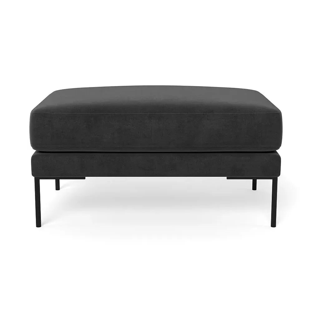 Ottoman with Black Feet - Grey, Velvet