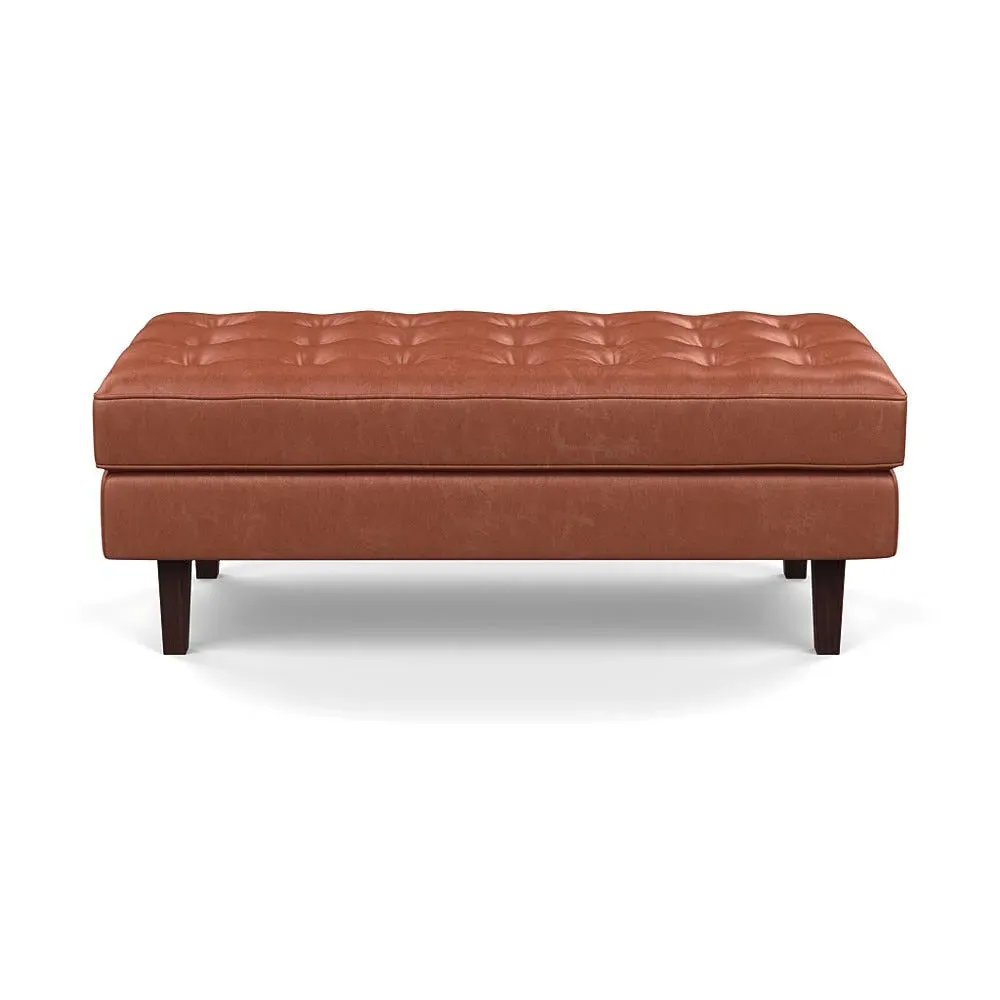 Ottoman with Black Feet - Light Brown, Leather image