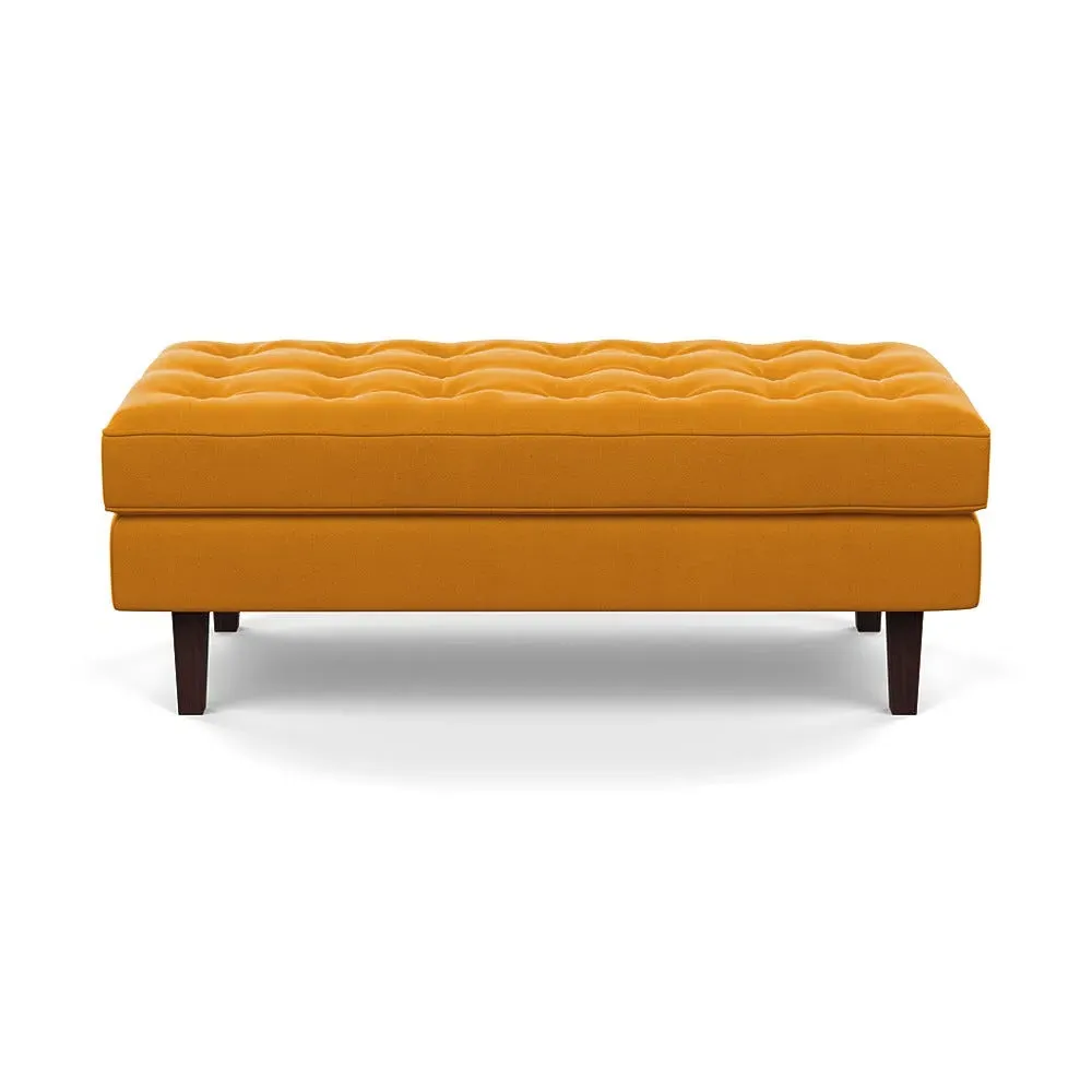 Ottoman with Black Feet - Mustard, Velvet