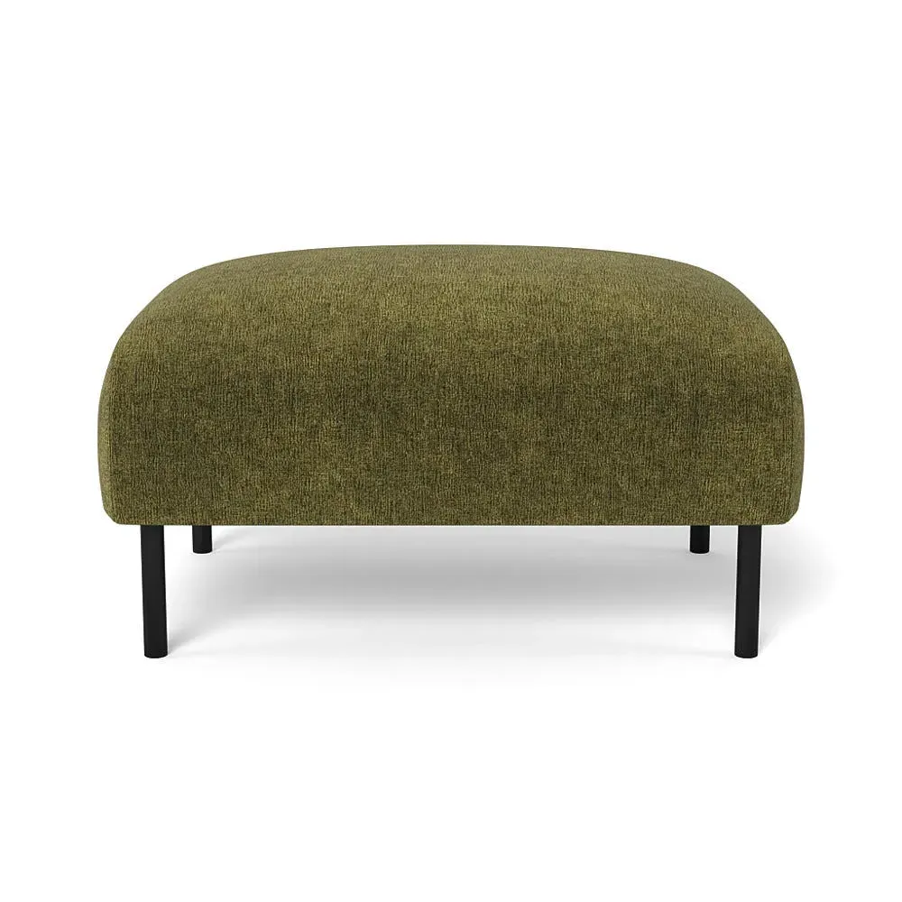 Ottoman with Black Feet - Natural, Boucle Velvet
