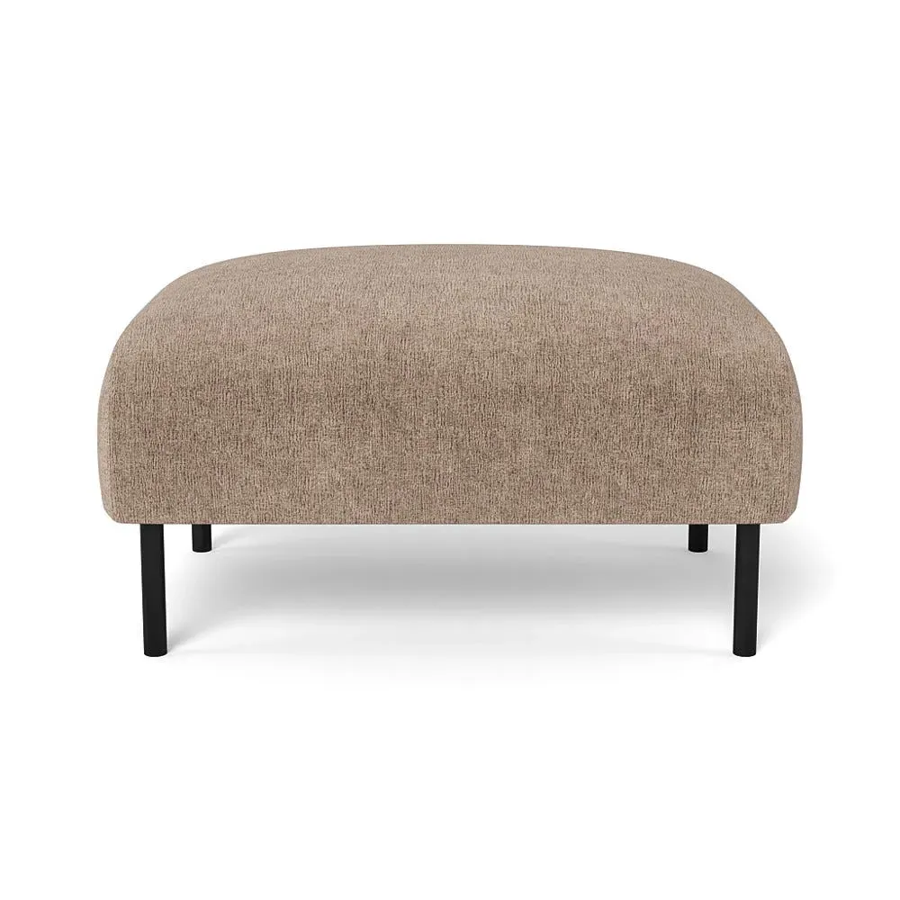 Ottoman with Black Feet - Natural, Boucle Velvet