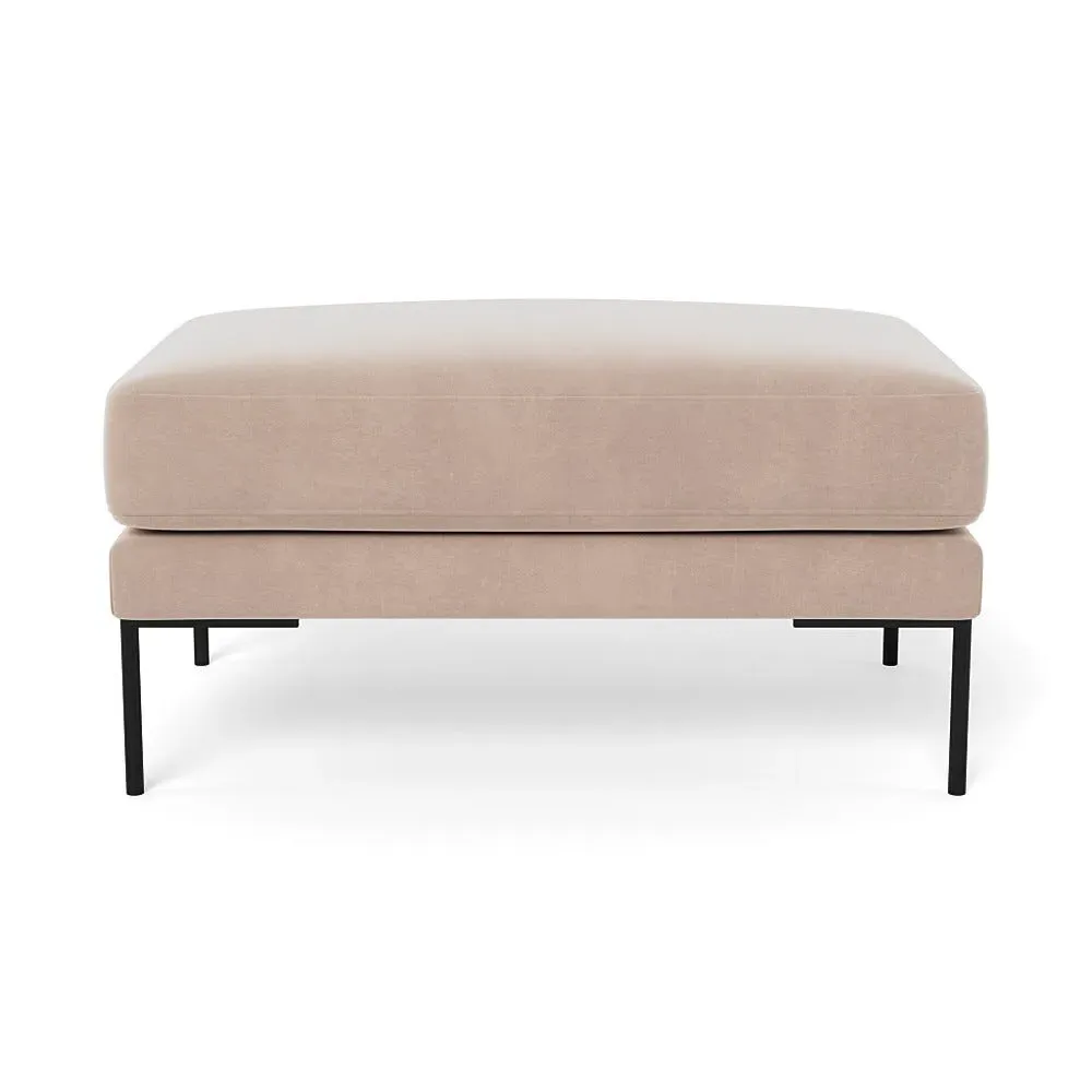 Ottoman with Black Feet - Natural, Velvet