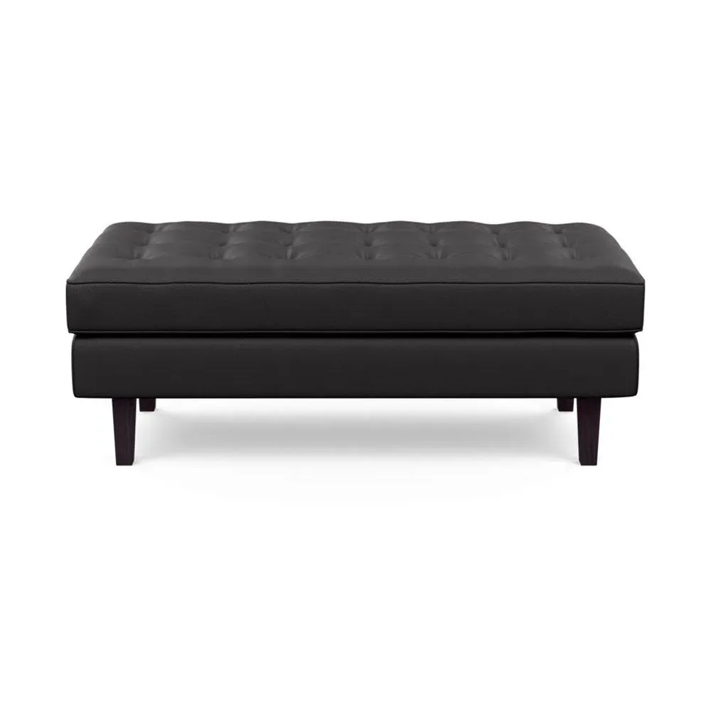 Ottoman with Button Detail - Graphite, Leather image