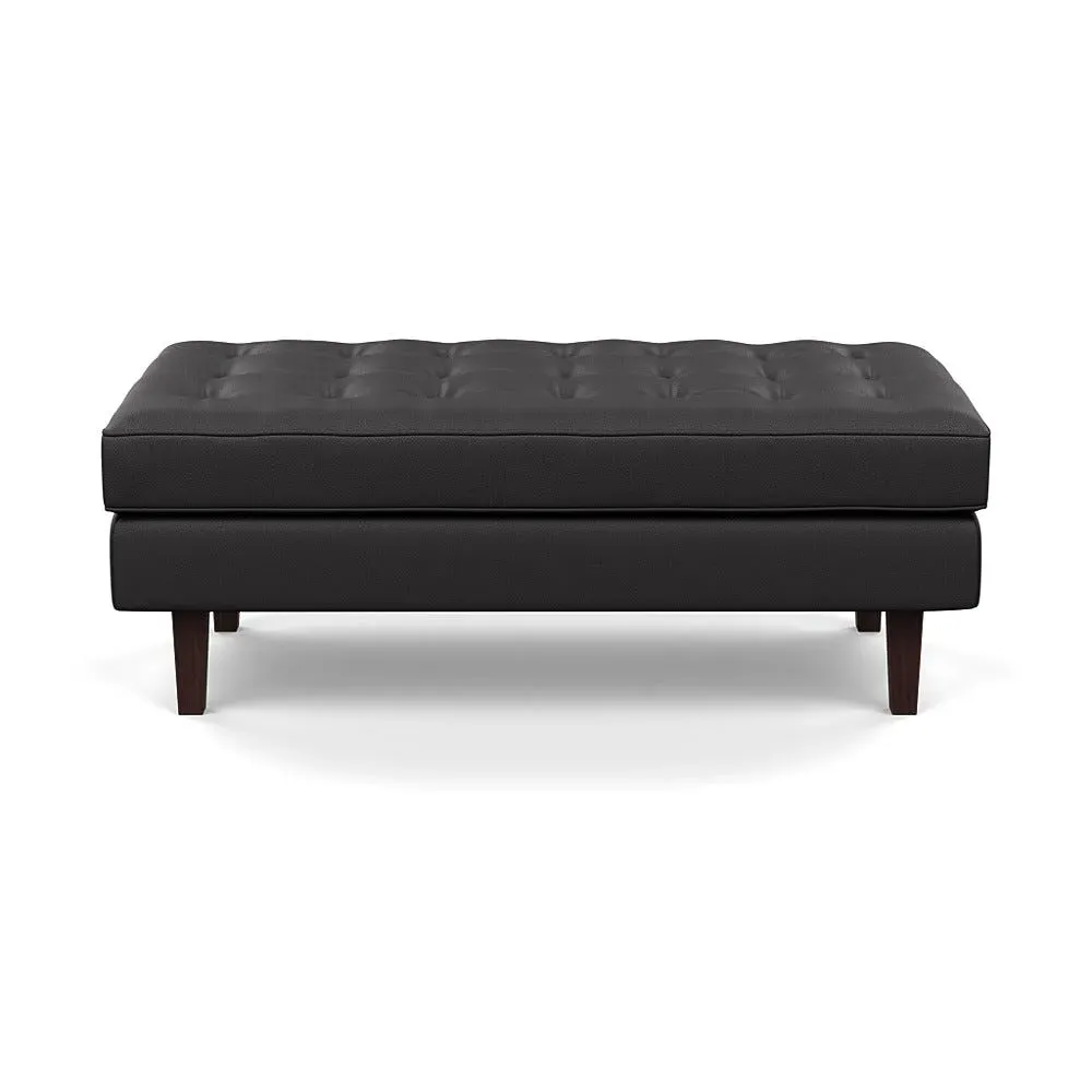 Ottoman with Button Tufting - Graphite, Leather image