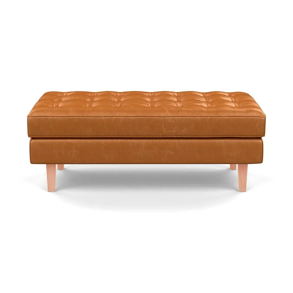 Ottoman with Button Tufting - Toffee, Leather image