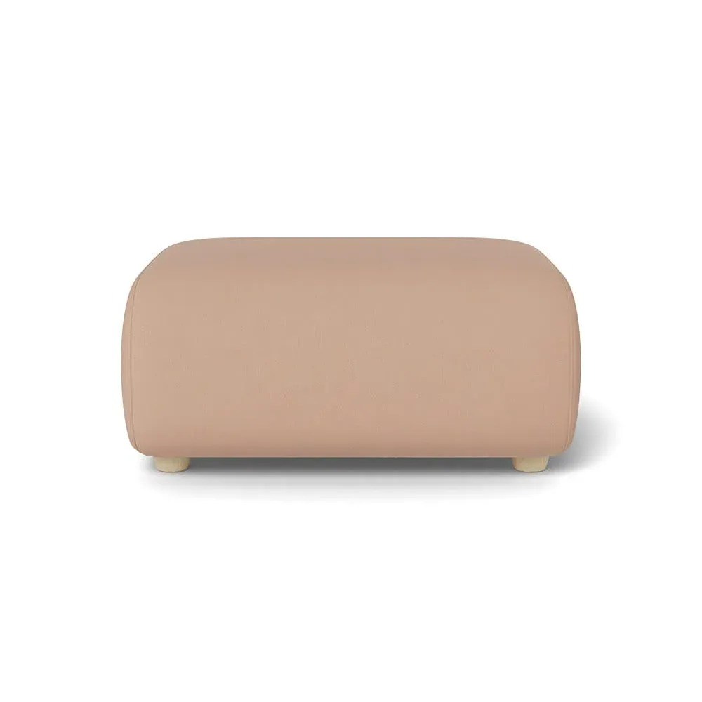 Ottoman with Natural Feet - Pink, Linen-Cotton