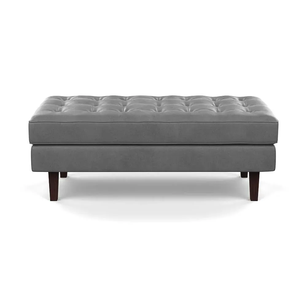Ottoman with Steel Legs - Grey, Leather image