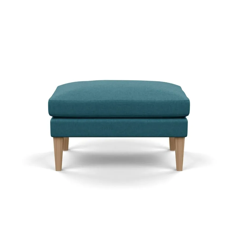 Ottoman with Tapered Legs - Blue, Cotton image