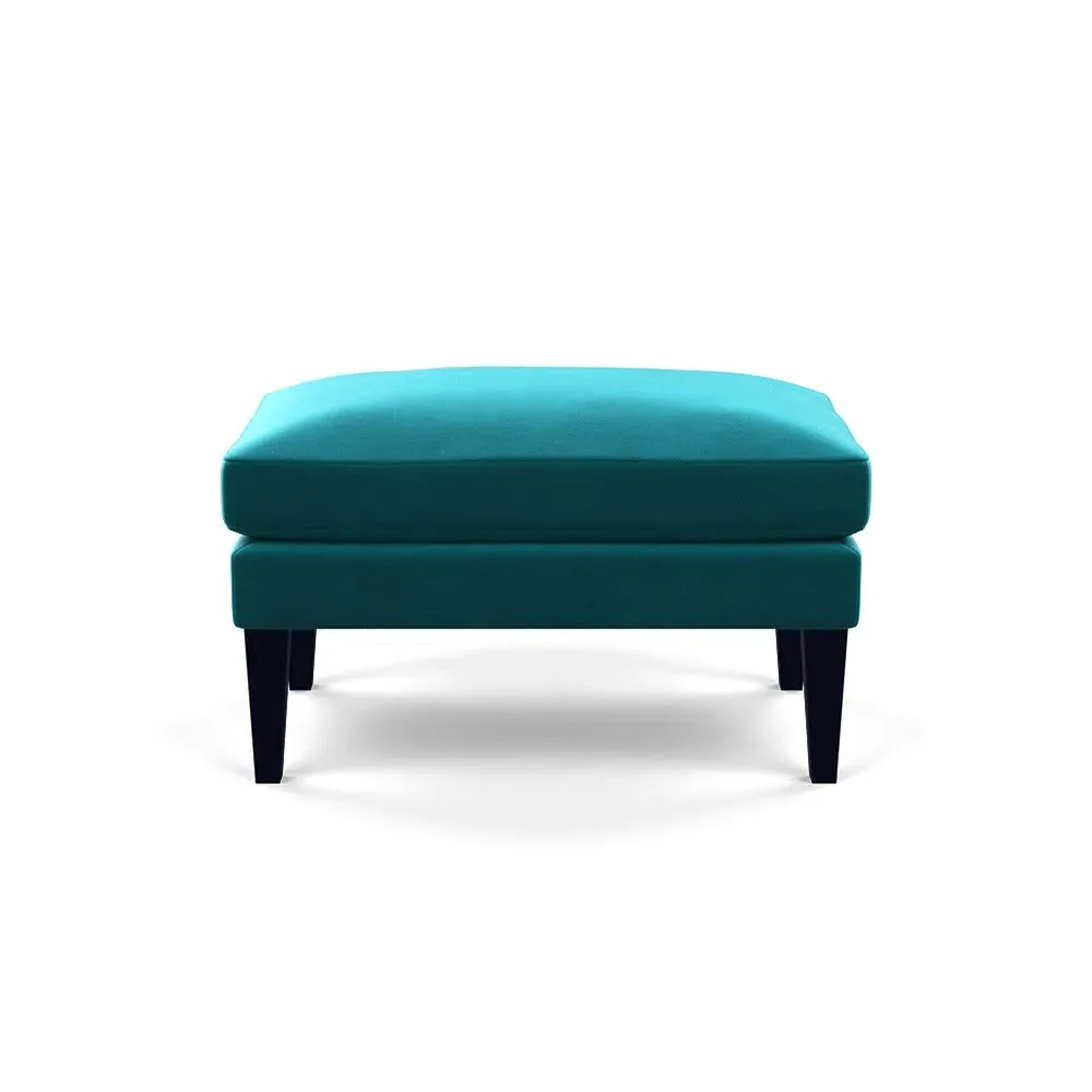 Ottoman with Tapered Legs - Blue, Velvet