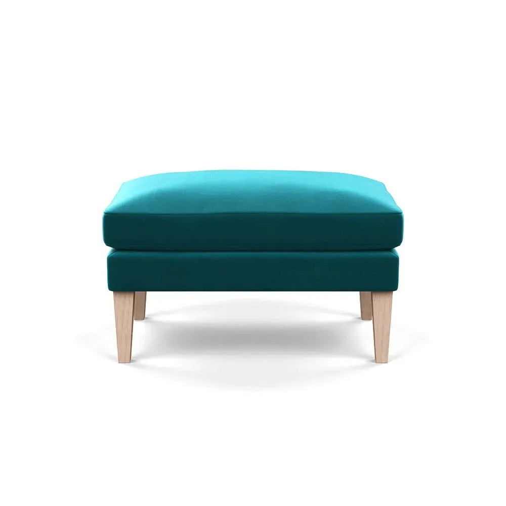 Ottoman with Tapered Legs - Blue, Velvet
