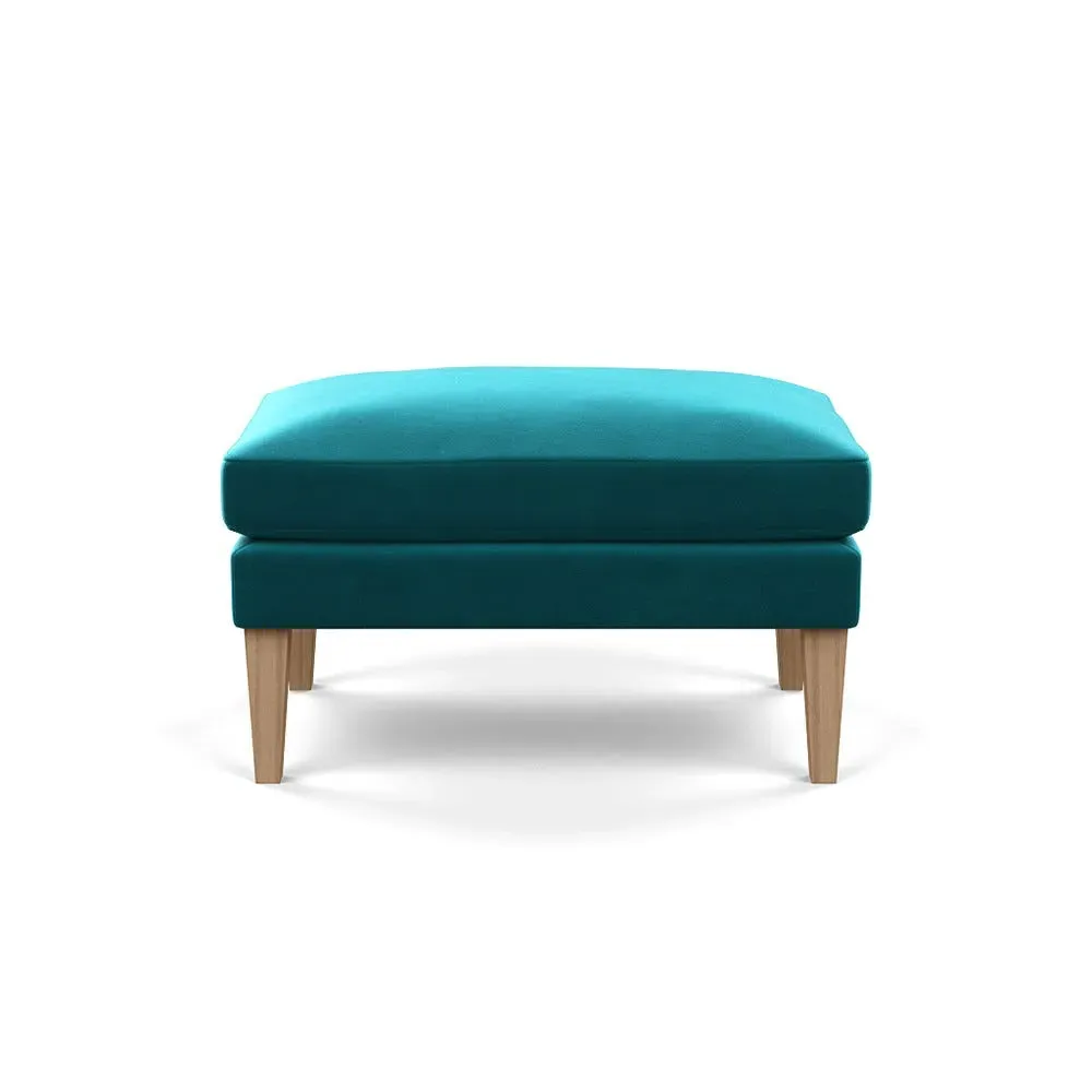 Ottoman with Tapered Legs - Blue, Velvet