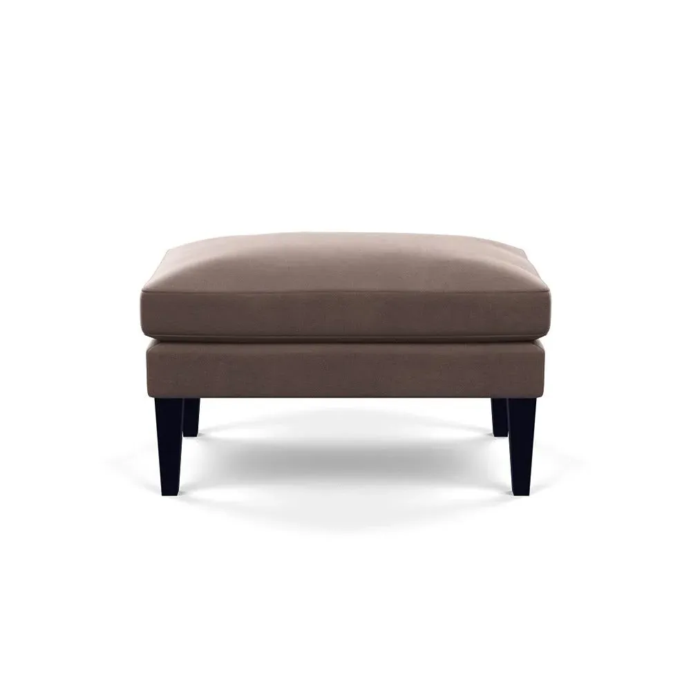 Ottoman with Tapered Legs - Brown, Velvet
