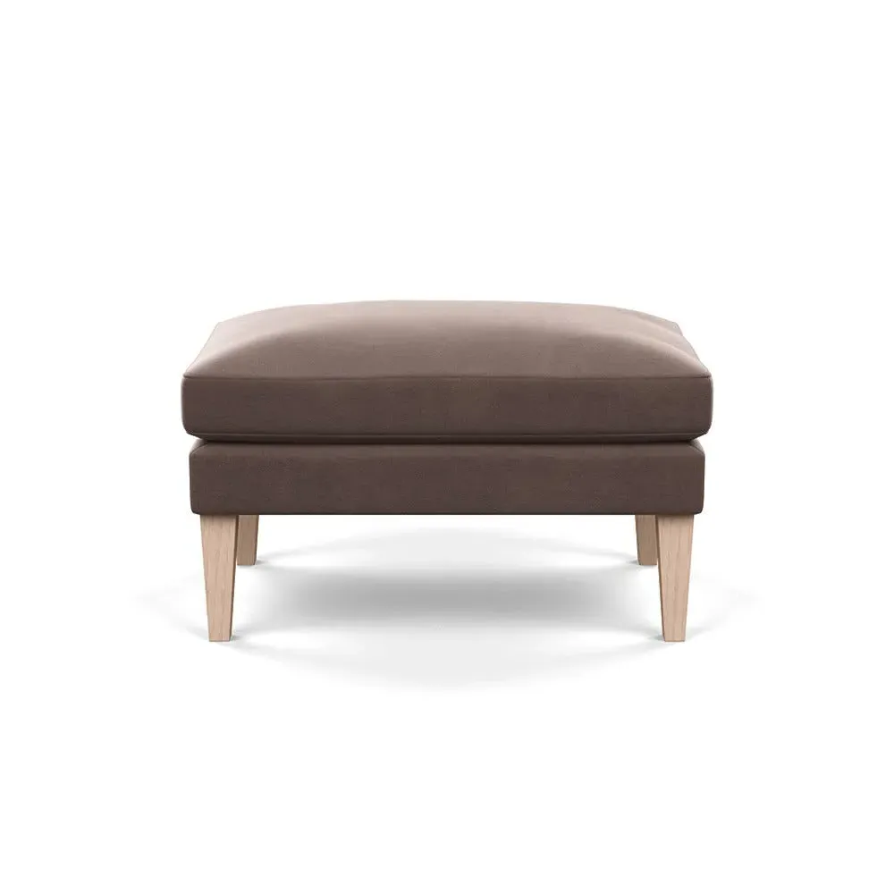 Ottoman with Tapered Legs - Brown, Velvet
