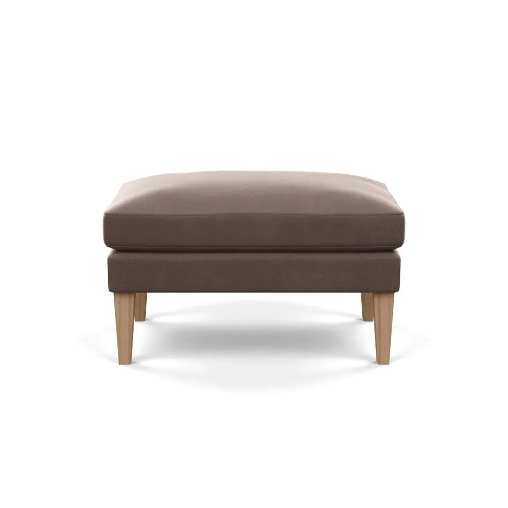 Ottoman with Tapered Legs - Brown, Velvet