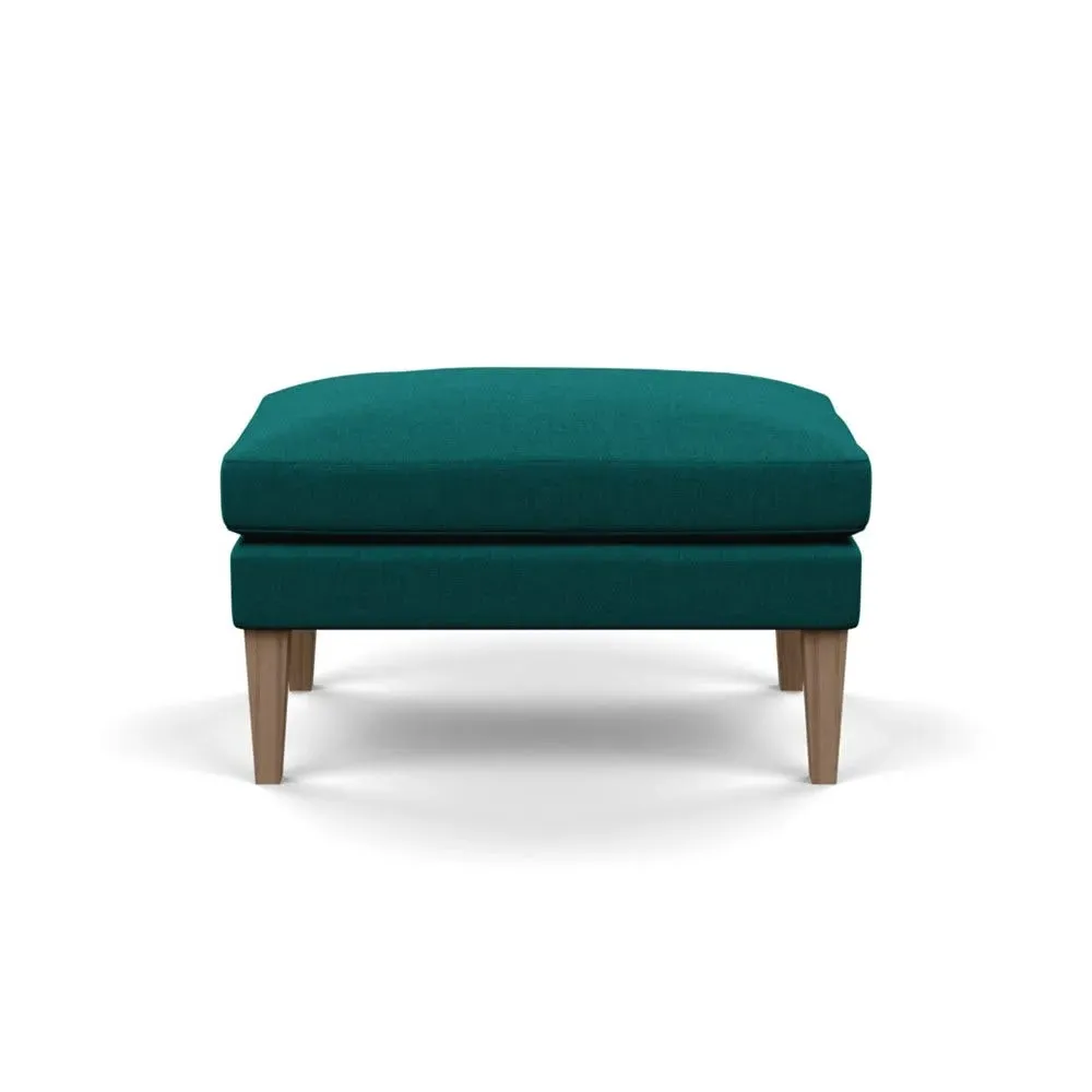 Ottoman with Tapered Legs - Green, Cotton