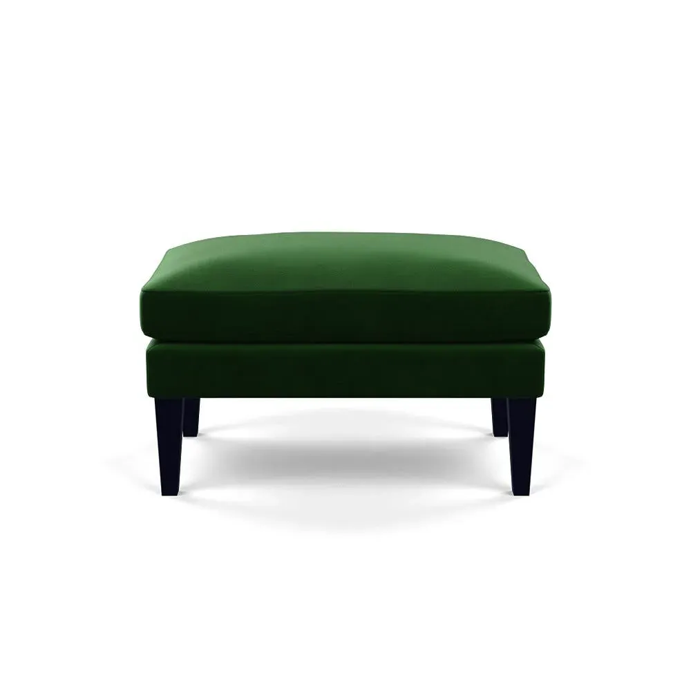 Ottoman with Tapered Legs - Green, Velvet