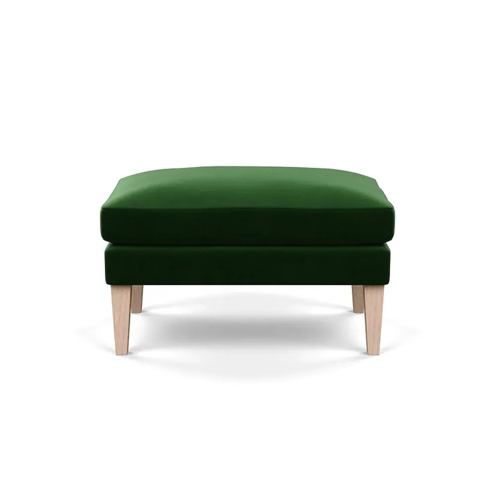 Ottoman with Tapered Legs - Green, Velvet