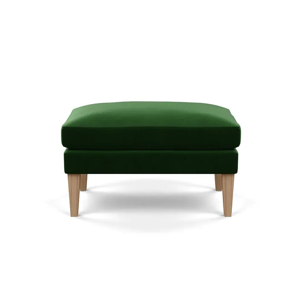 Ottoman with Tapered Legs - Green, Velvet