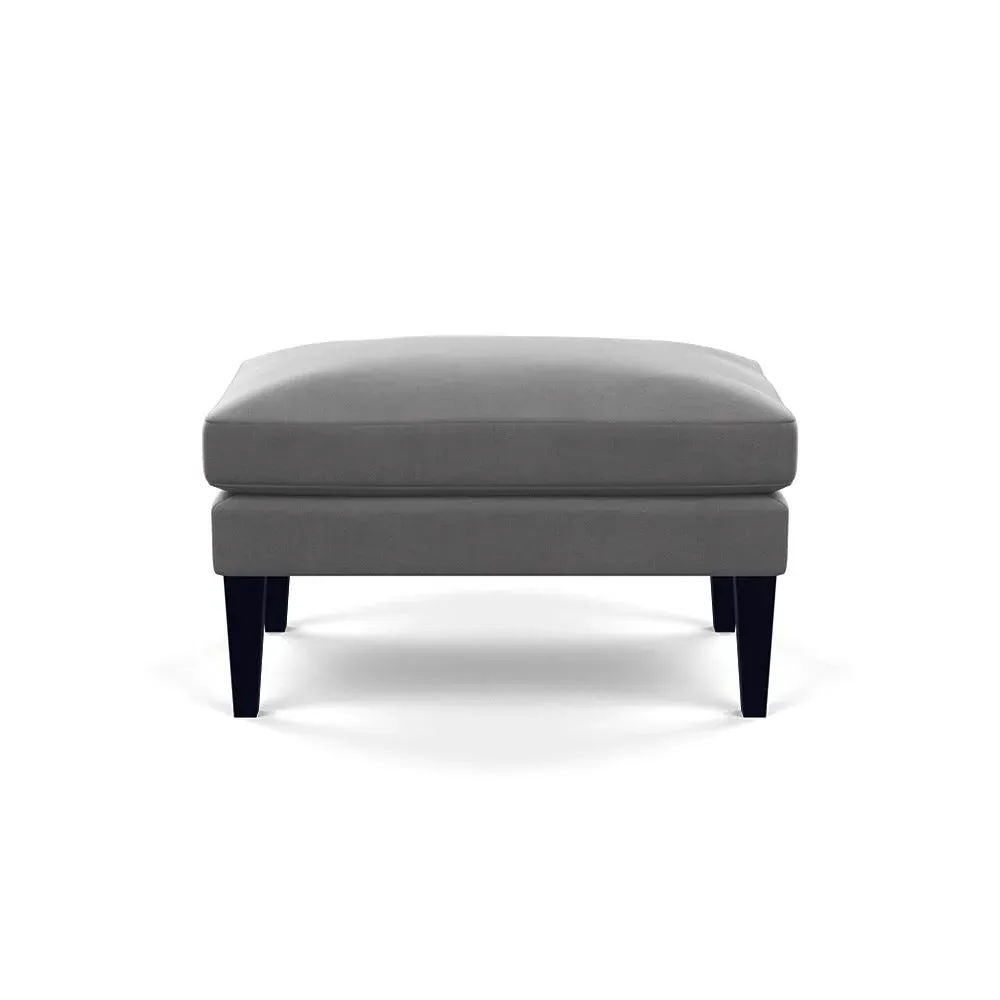 Ottoman with Tapered Legs - Grey, Velvet