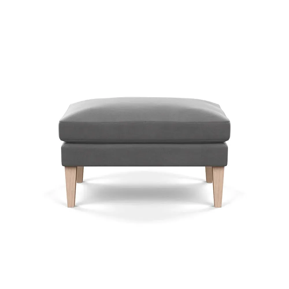 Ottoman with Tapered Legs - Grey, Velvet