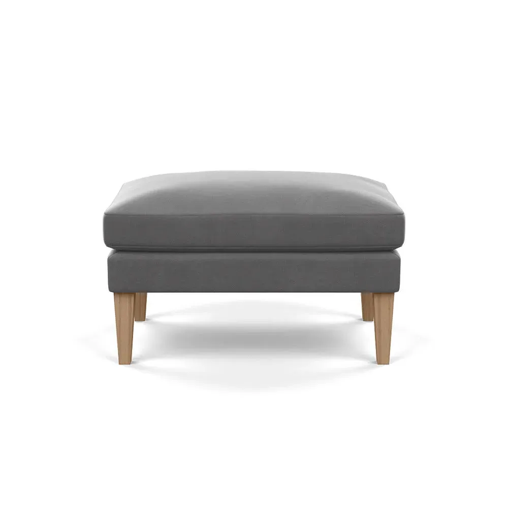 Ottoman with Tapered Legs - Grey, Velvet