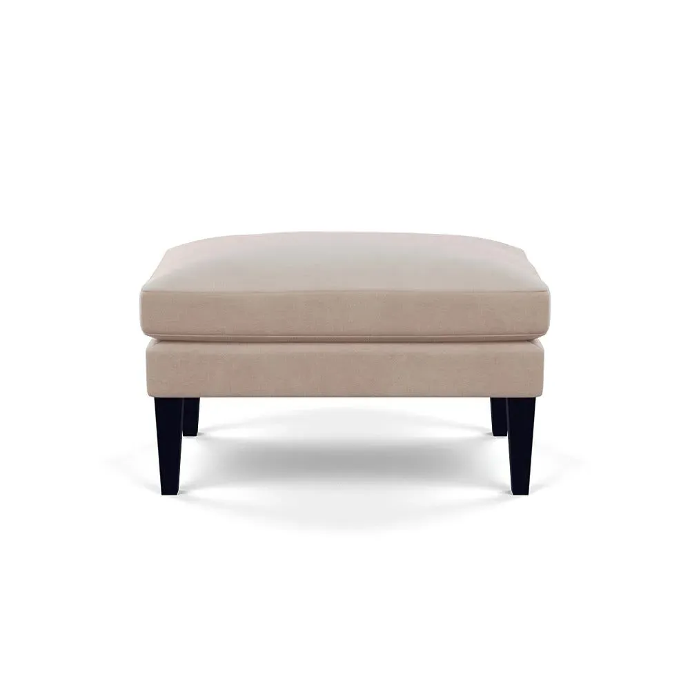 Ottoman with Tapered Legs - Natural, Velvet