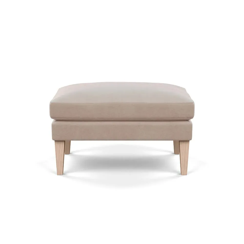 Ottoman with Tapered Legs - Natural, Velvet
