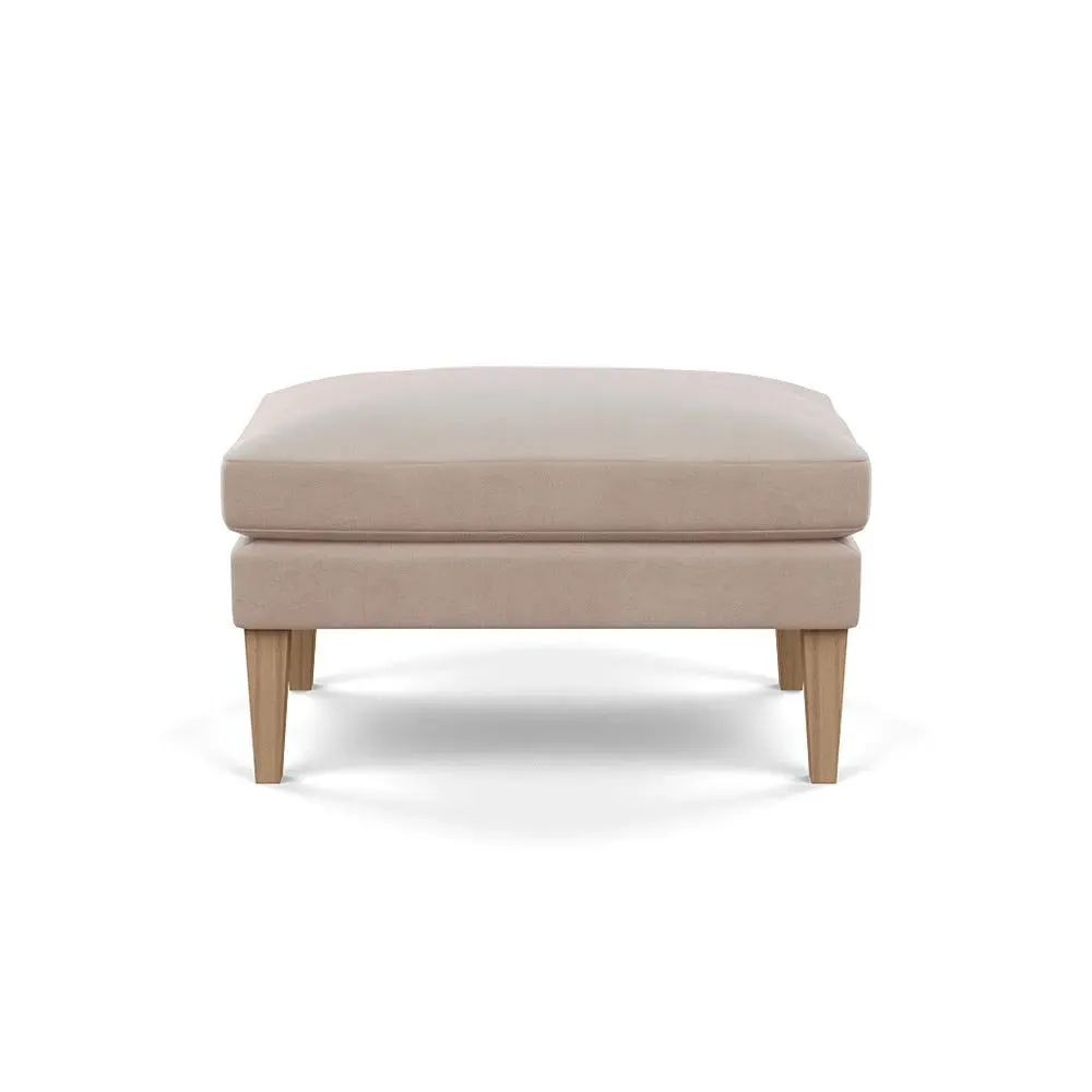 Ottoman with Tapered Legs - Natural, Velvet