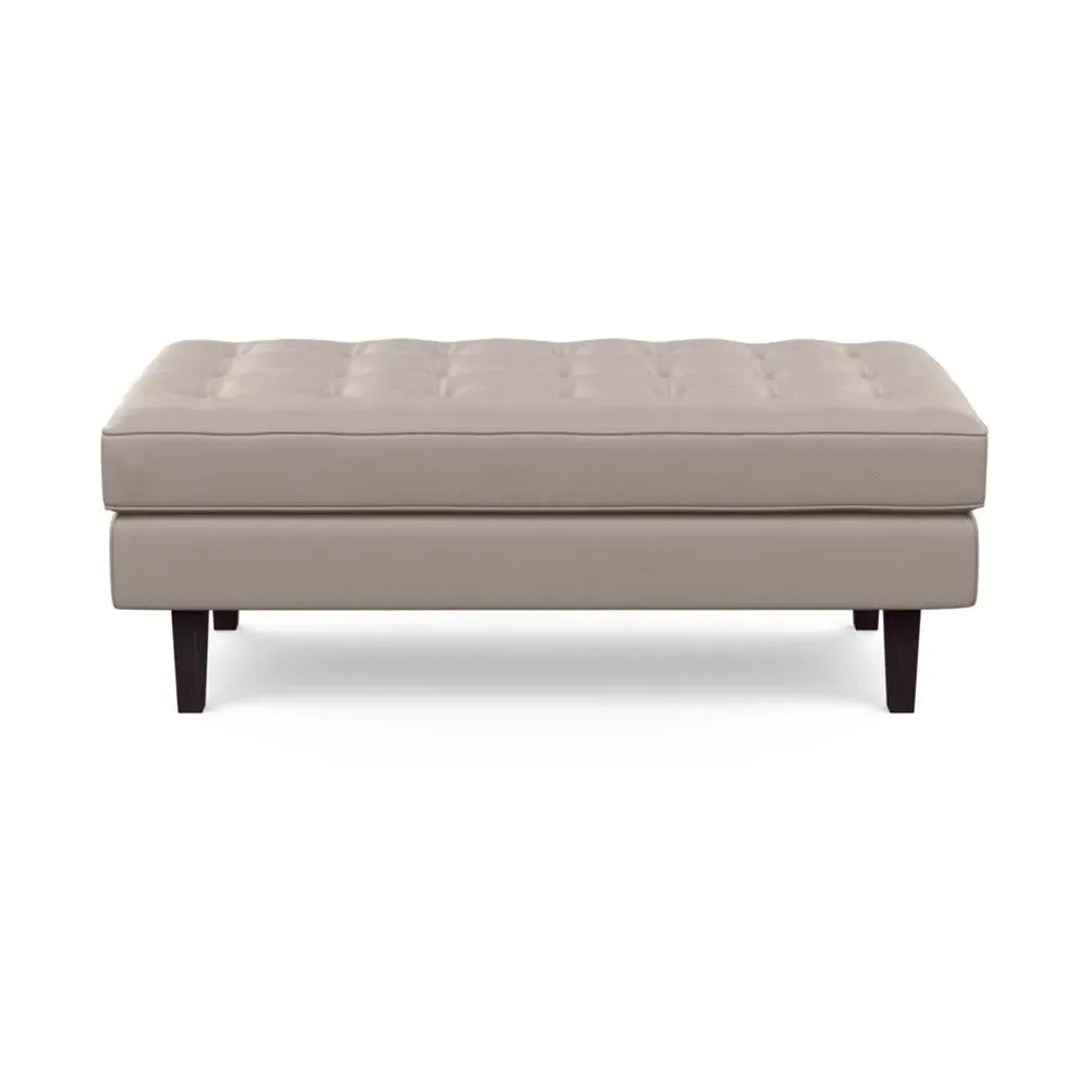 Ottoman with Wenge Feet - Light Grey, Leather image