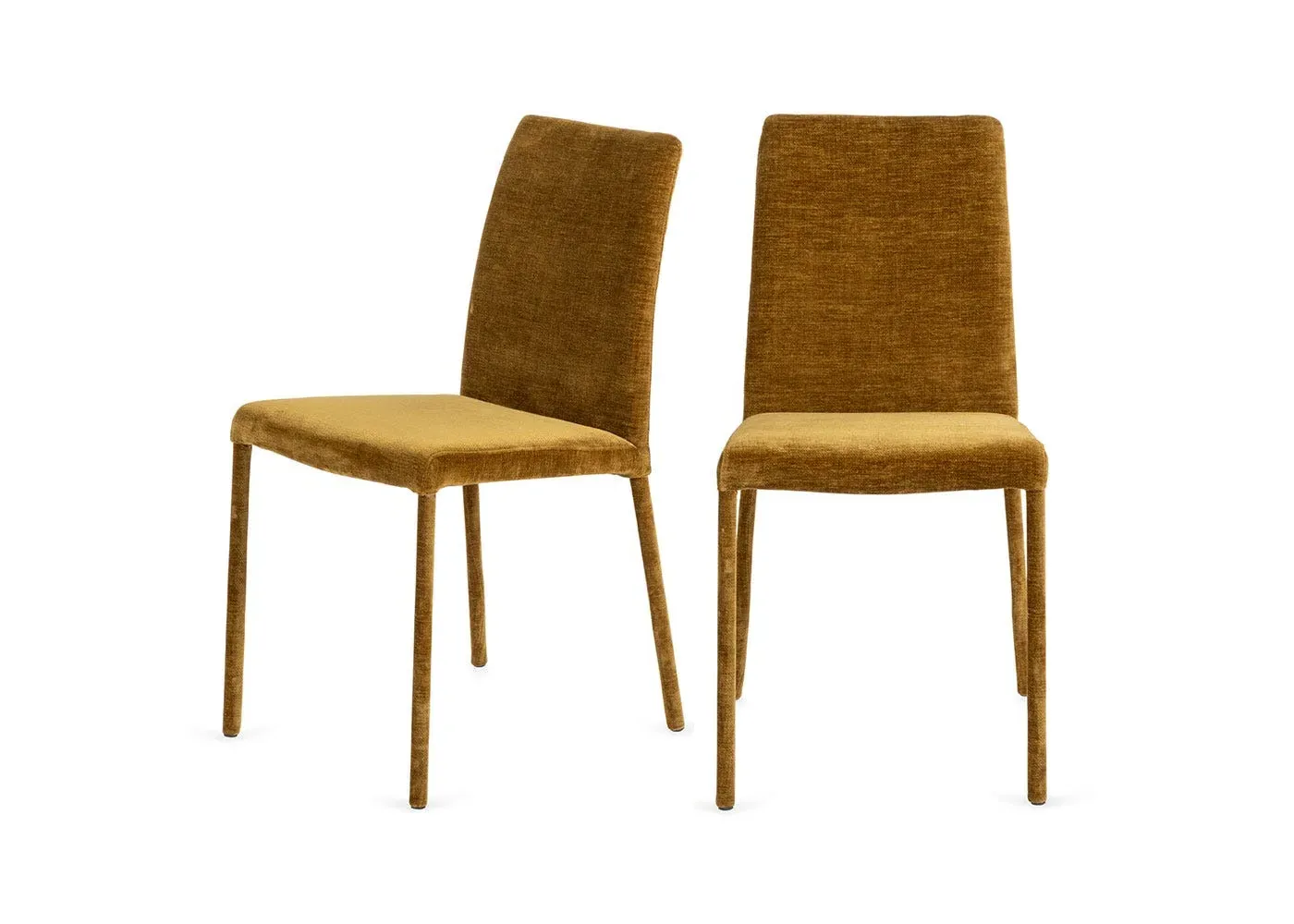 Pair of Dining Chairs with Padding - Ochre, Fabric