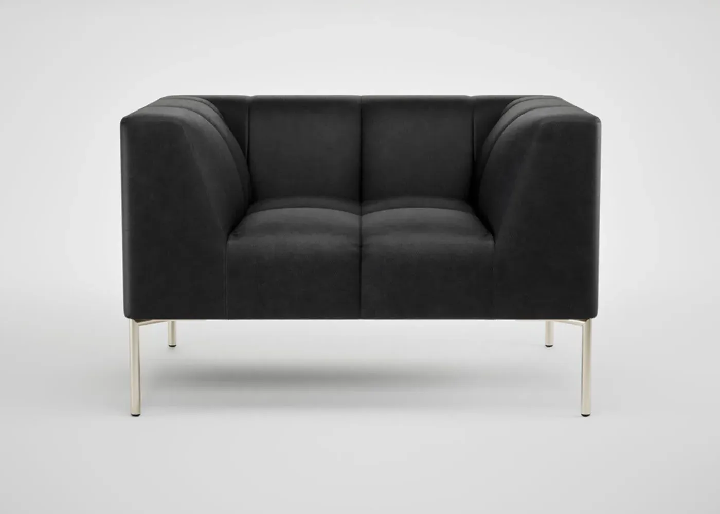 Quadro Armchair with Steel Base - Blue, Velvet