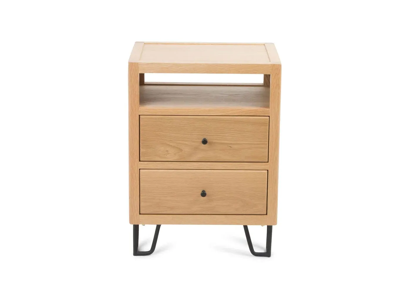 Rectangular Bedside Table with Drawers - Oak image