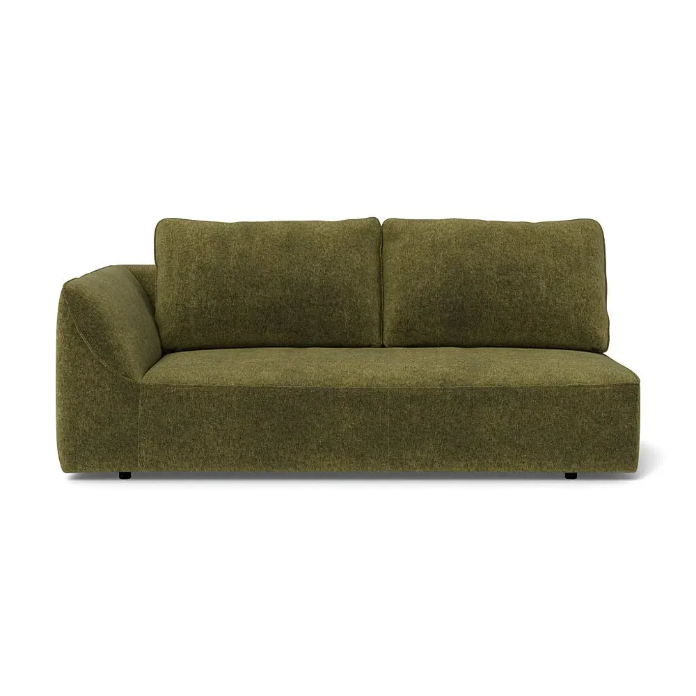 RHF 3-Seater Sofa Unit - Green, Boucle Velvet