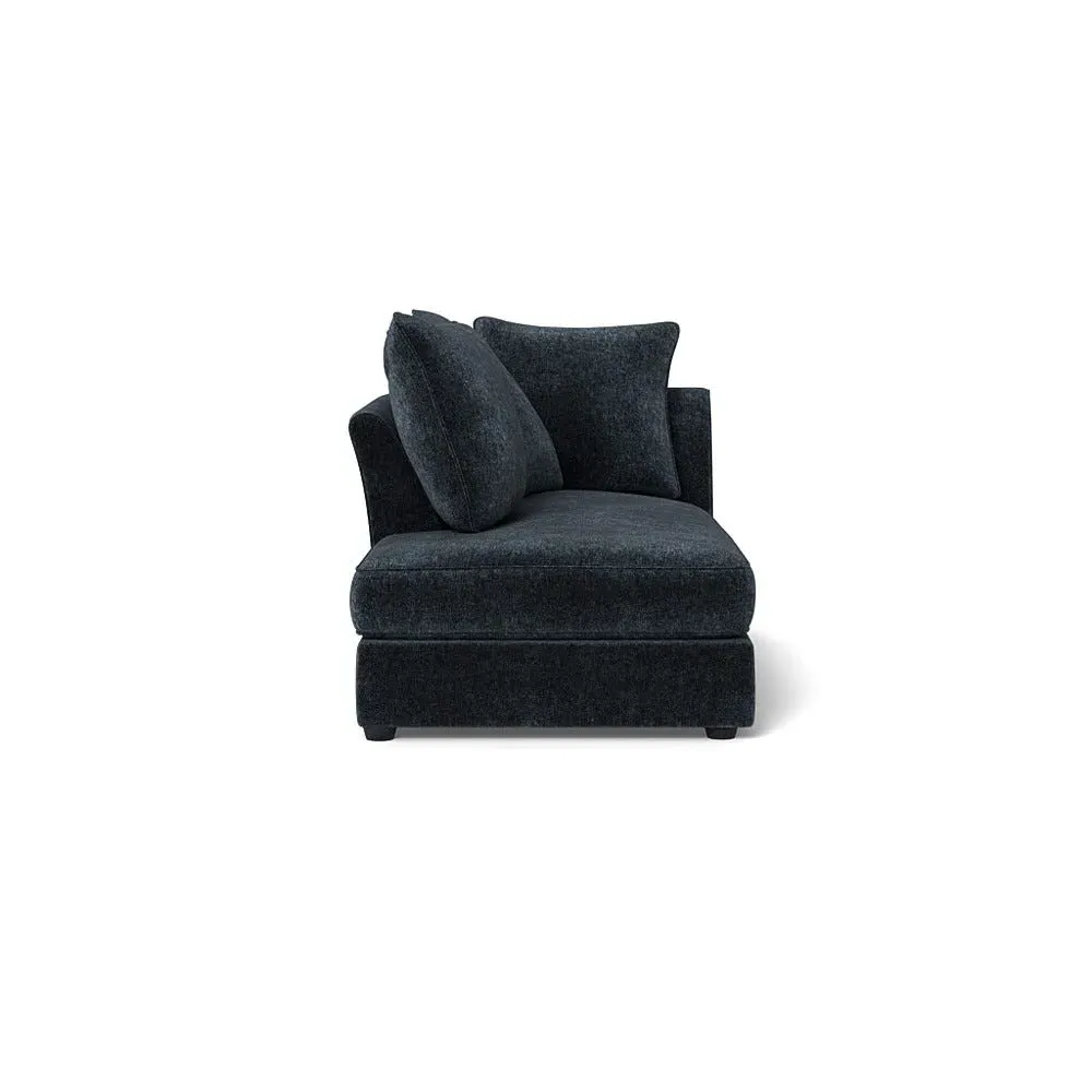 RHF Chaise Unit - Blue, Boucle Velvet