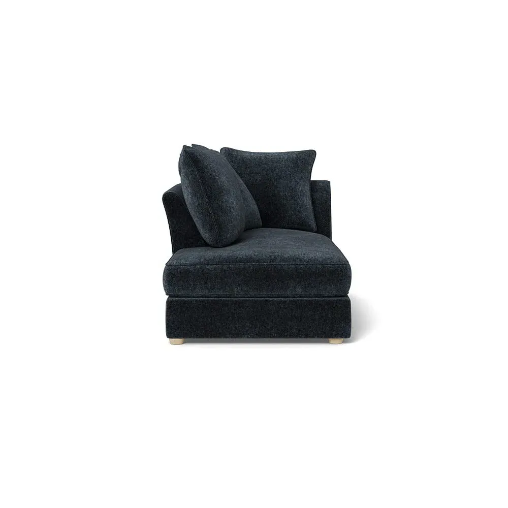 RHF Chaise Unit - Blue, Boucle Velvet