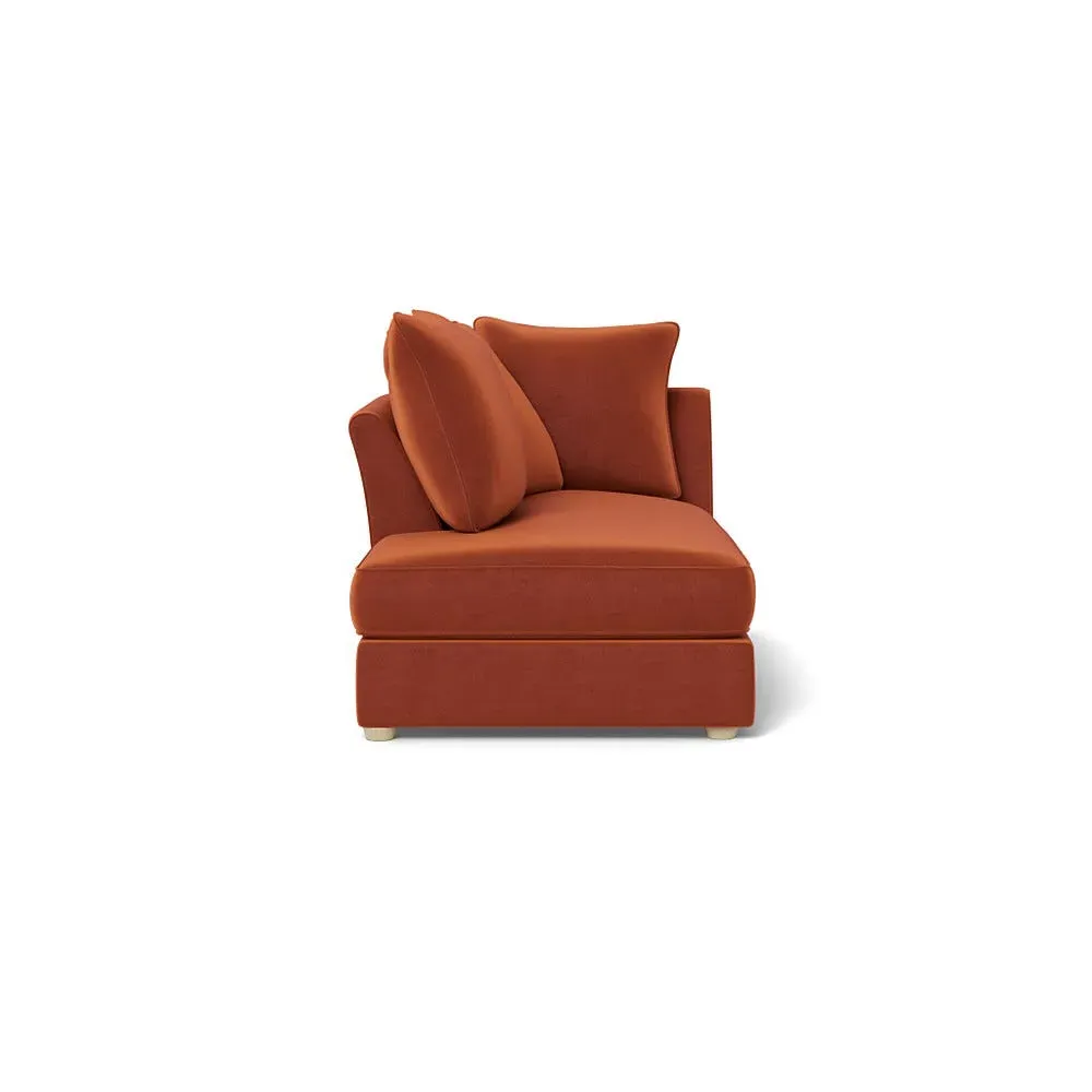 RHF Chaise Unit - Brown, Cotton Velvet
